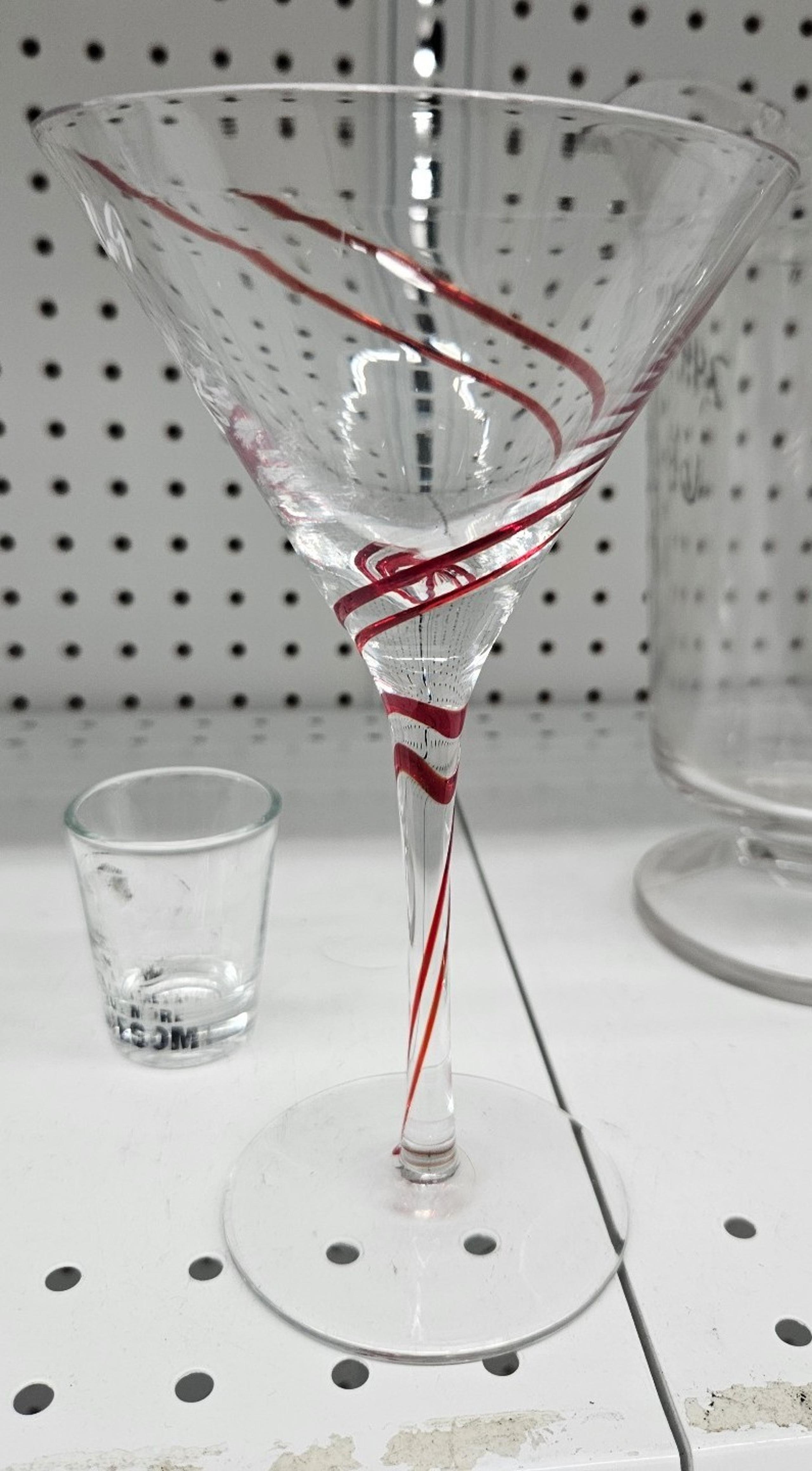 Pier One Swirline 8" Ruby Red Swirl Martini Cosmopolitan Cocktail Glass Discont.