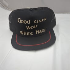 Vintage 80s 90s Good Guys Wear White Hats Trucker Hat Rare Retro Funny Joke