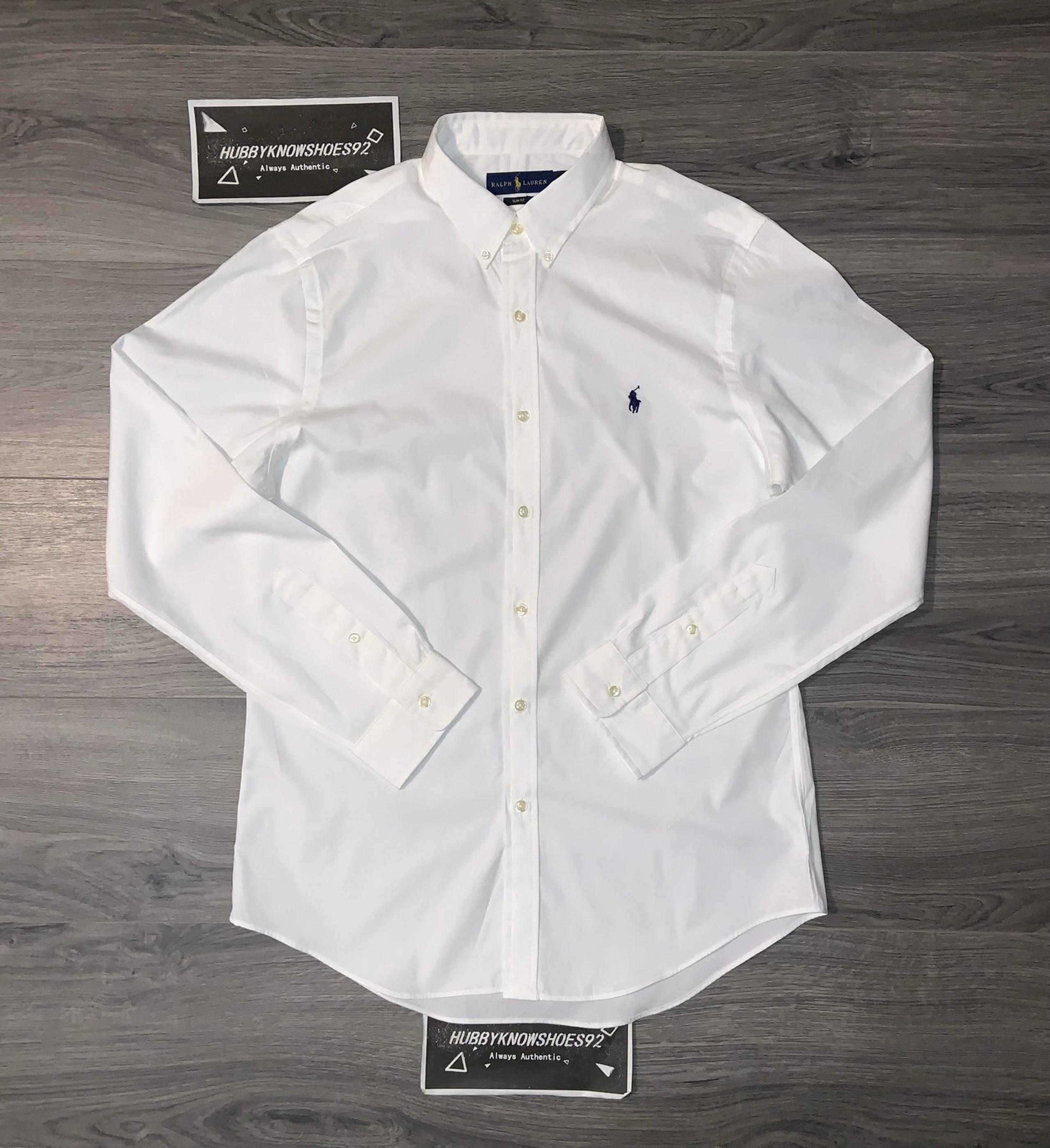 POLO RALPH LAUREN Men’s Slim Fit Button-Down Poplin Dress Shirt White XXL NOWT