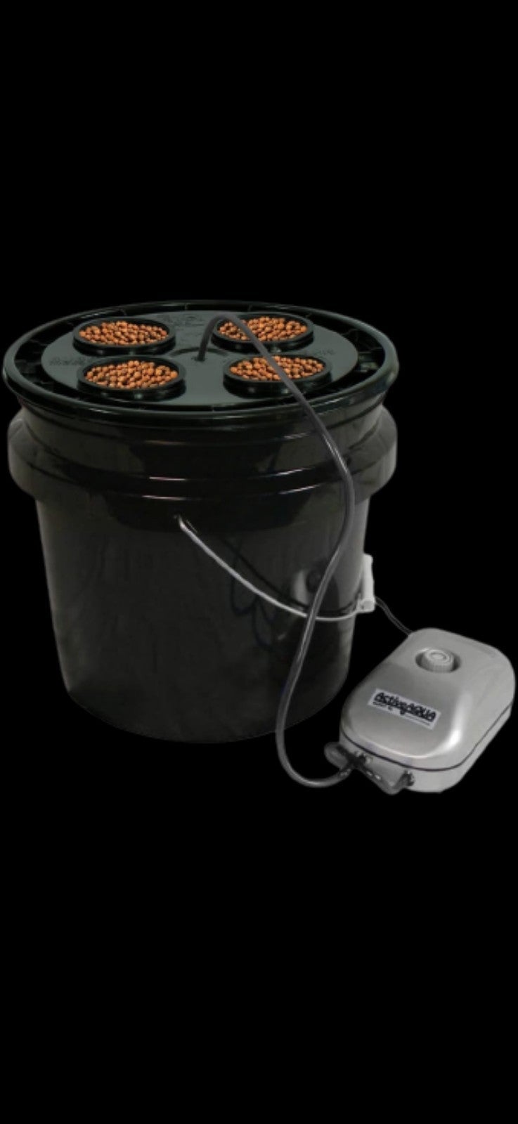 4-Plant 3 netpots low-pro 3.5 Gallon DWC hydroponic system with 4 360 airstone