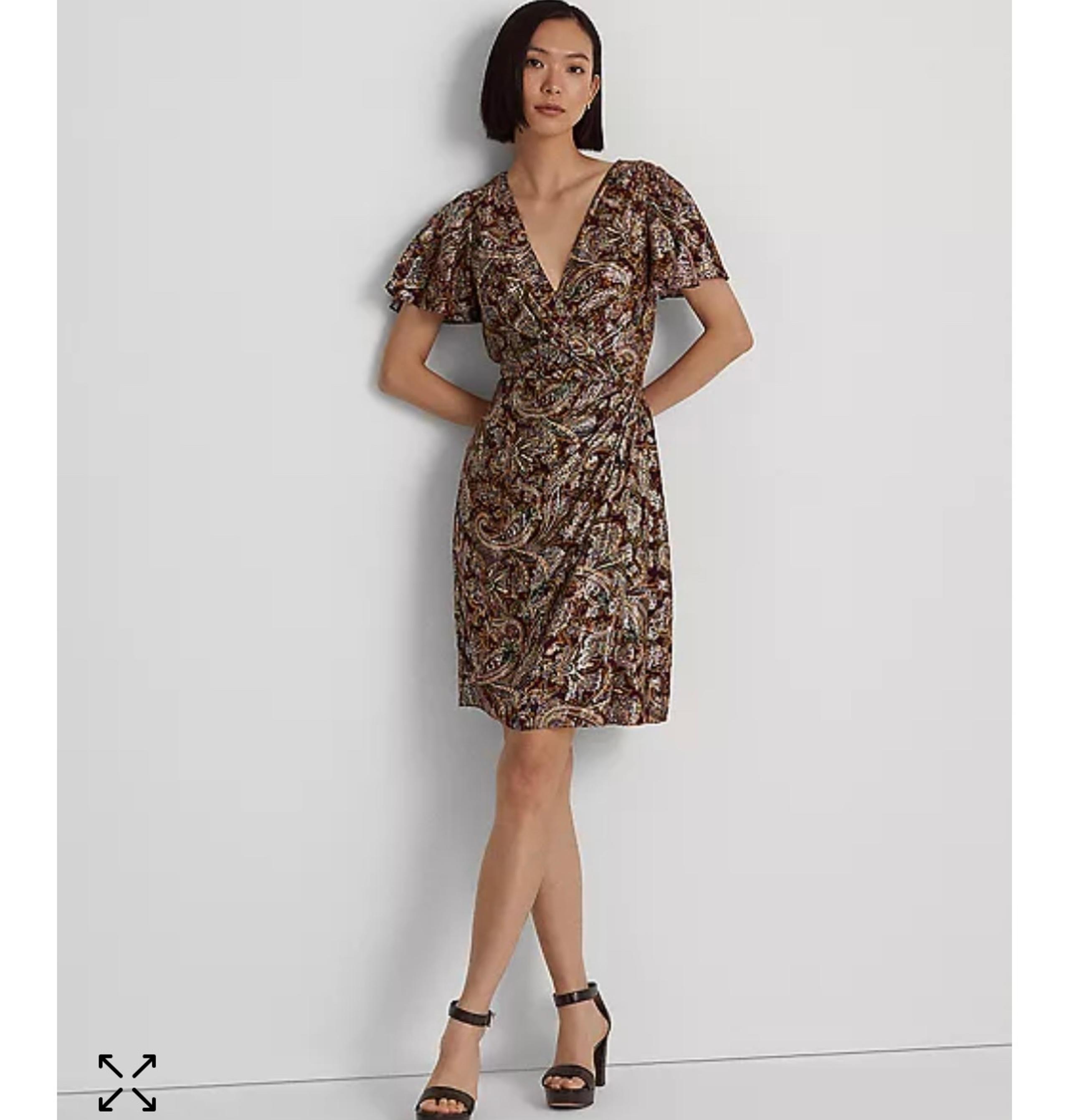 LAUREN RALPH LAUREN Women's Paisley Metallic Jacquard Dress $265
