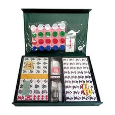 Authentic Mahjong Tiles, High-Quality Weighted Mahjong Set Bamboo - Professional Specification