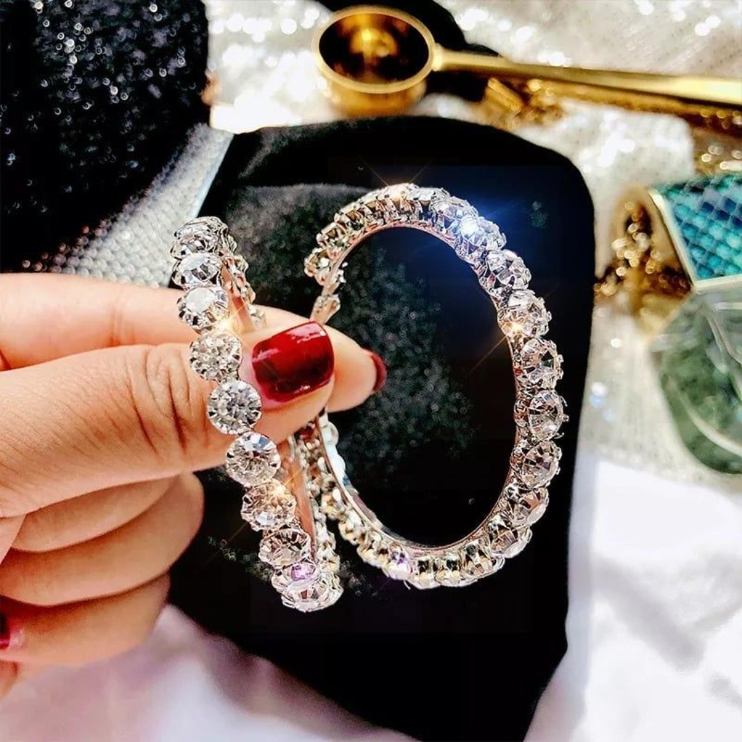 Big Cubic Zirconia Hoop Earrings
