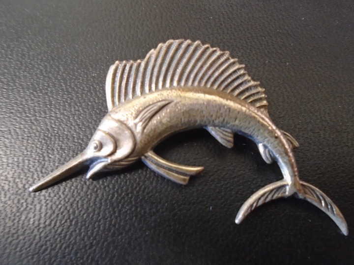 Estate BEAU Sterling Silver Classy Swordfish Brooch. Stunning. Vintage. 1950's.