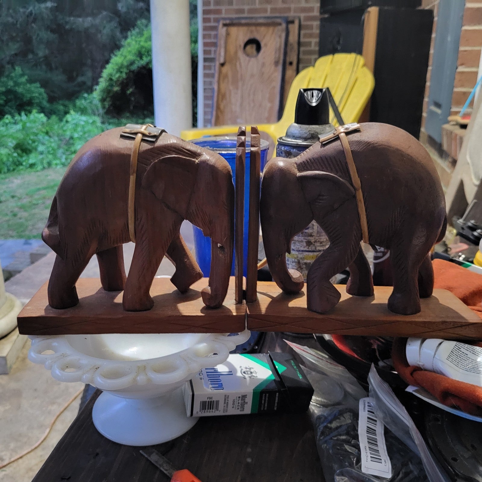 Wood Elephant Book Ends
