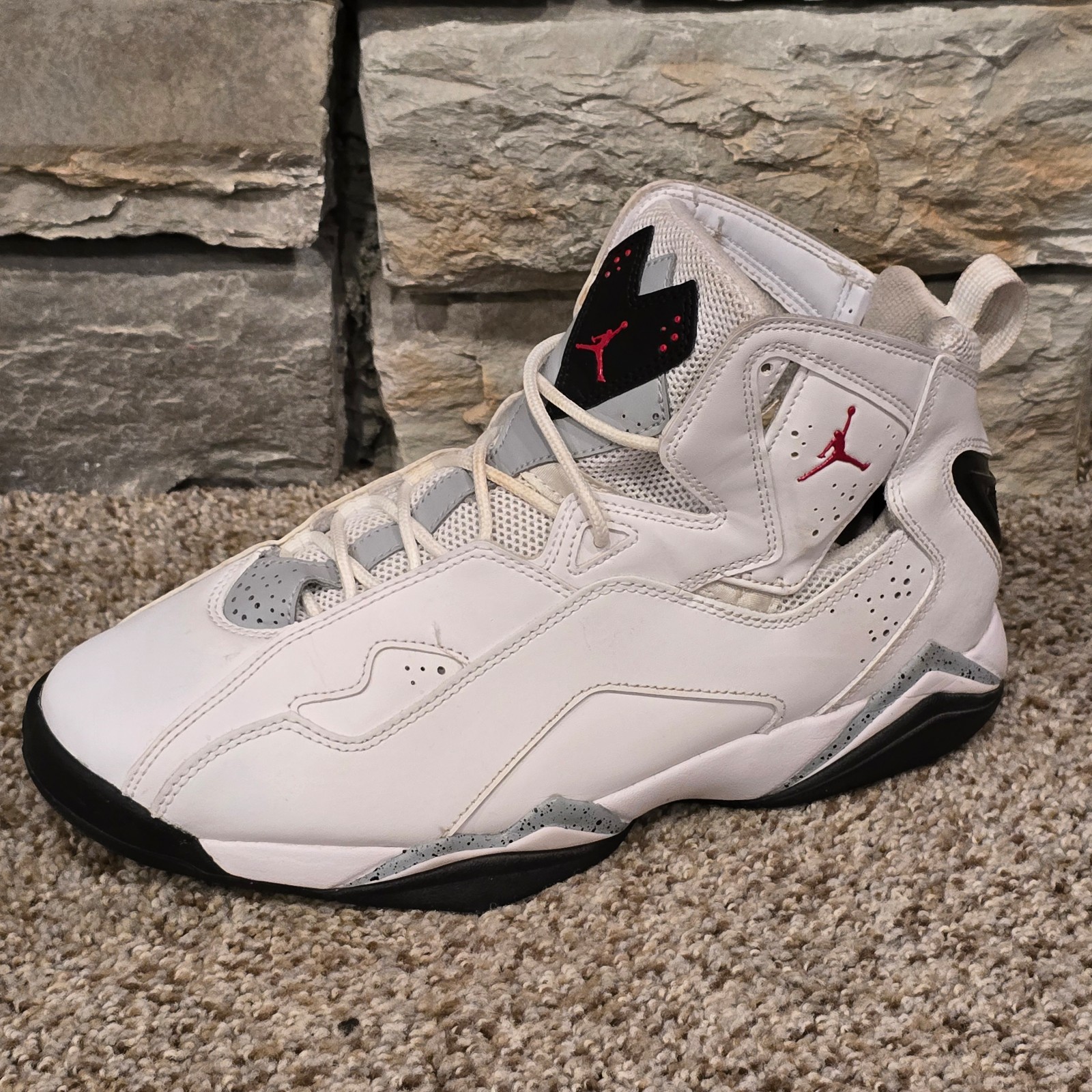 Nike Air Jordan True Flight Men Size 8 342964-104 White Cement Basketball Shoes.