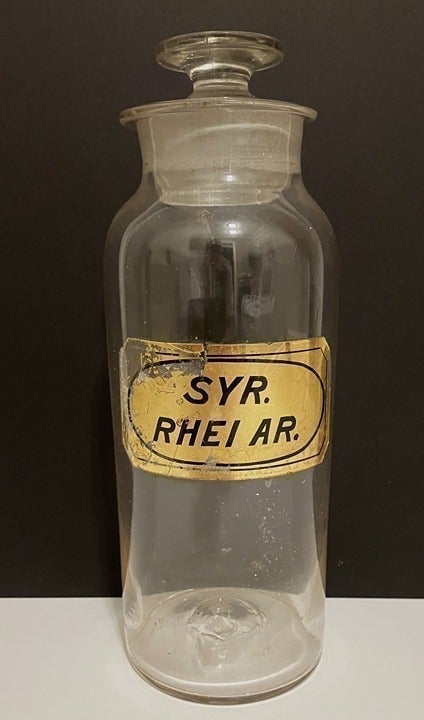 Antique Label Under Glass Apothecary Bottle Jar