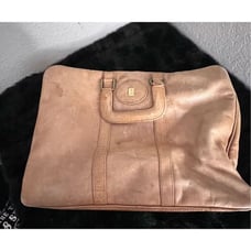 Vtg D'Brozzi Leather Tan Camel messenger attache case Miami FL Colombia Made