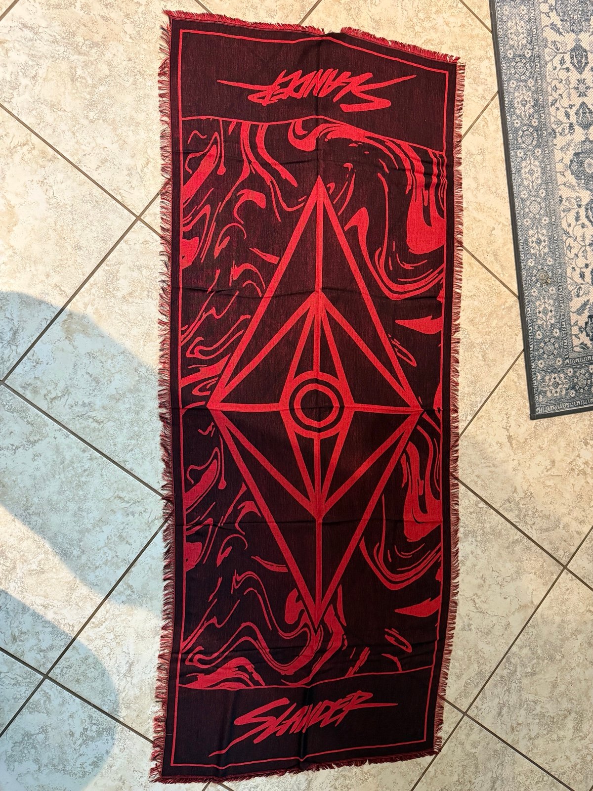 Brand New Slander Red Marble Pashmina