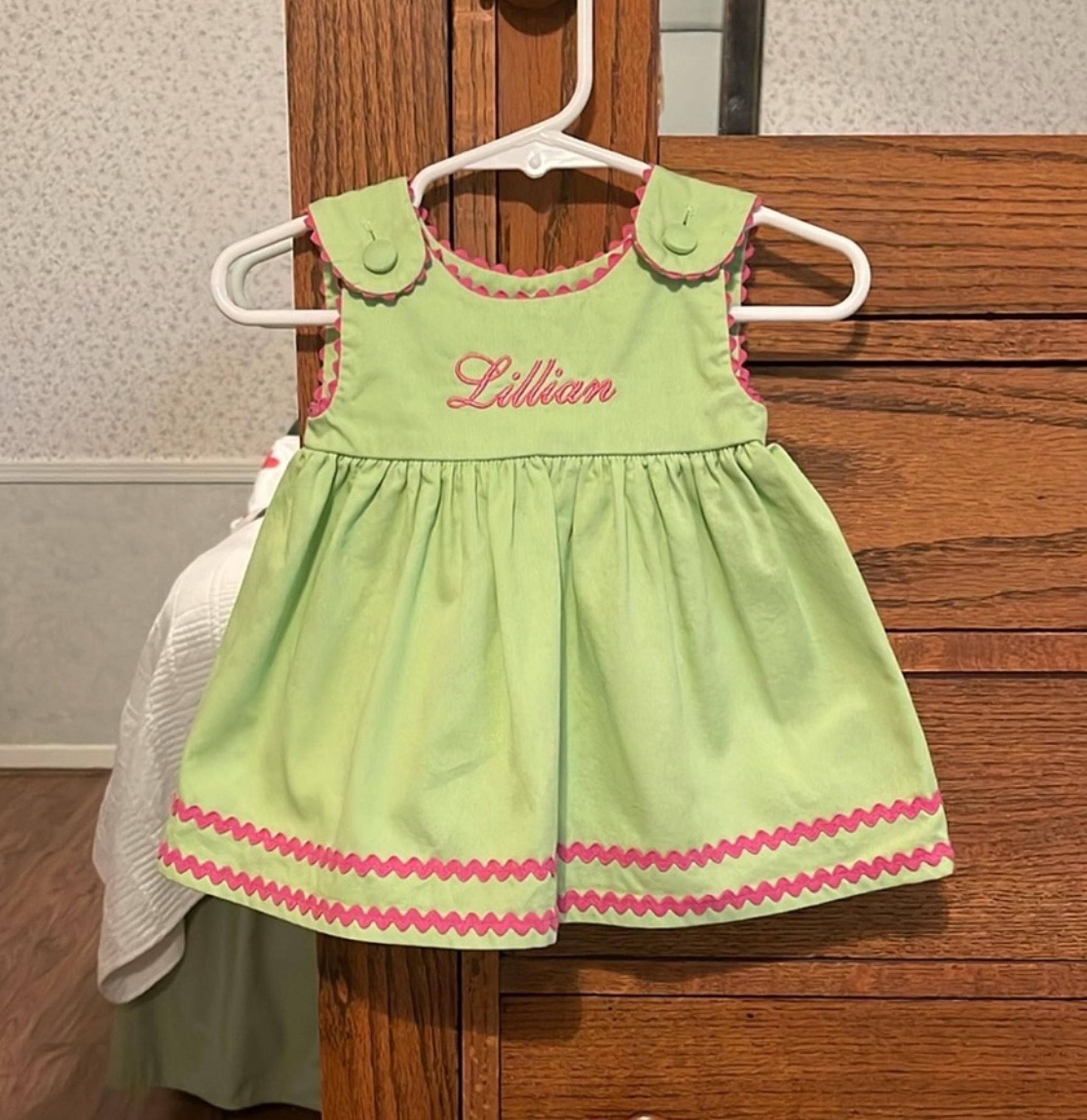 “Lillian” Monogrammed 0-6 MonthDress