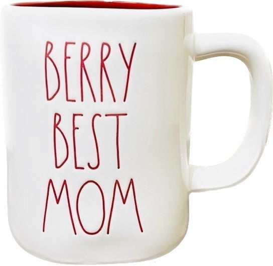 Rae Dunn Berry Best Mom Double Sided Mug with Raised Strawberries on the back