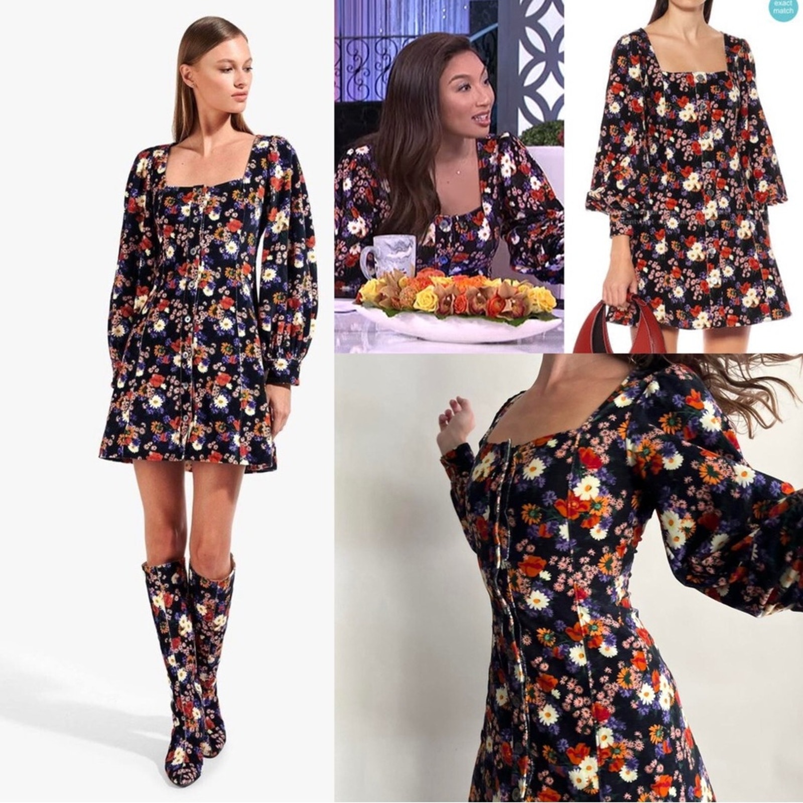NWT STAUD Chandler Dress in Dark Floral