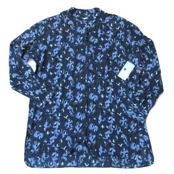 NWT Equipment Melodie in Peacoat Blue Leopard Silk Button Down Shirt XS
