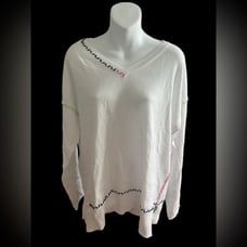 Pure Amici White Sweater with Color‎ Stitch detail size XL NWOT