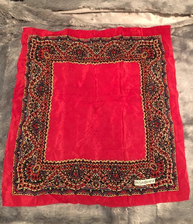 Yves Saint Laurent red silk scarf