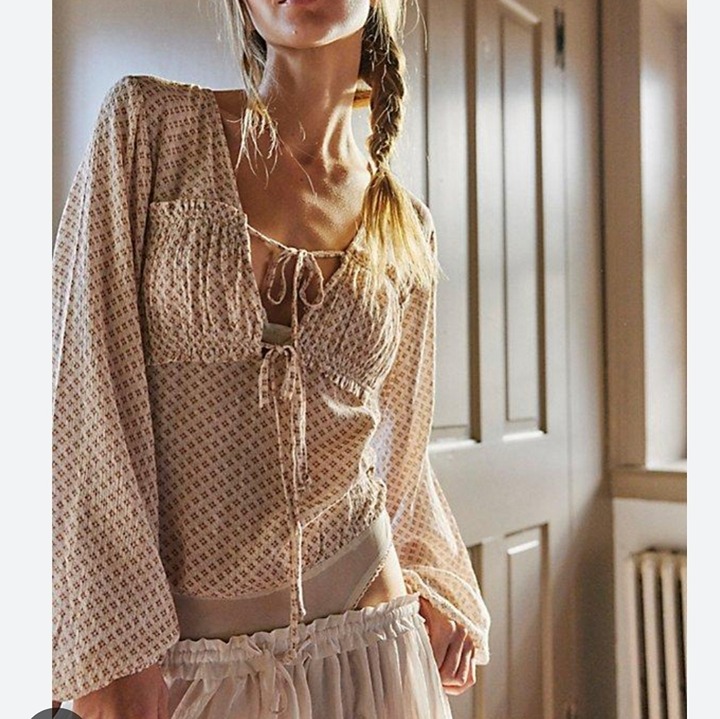 Free People Intimately Women's Sunny Meadows Bodysuit Floral Long Sleeve Size XS