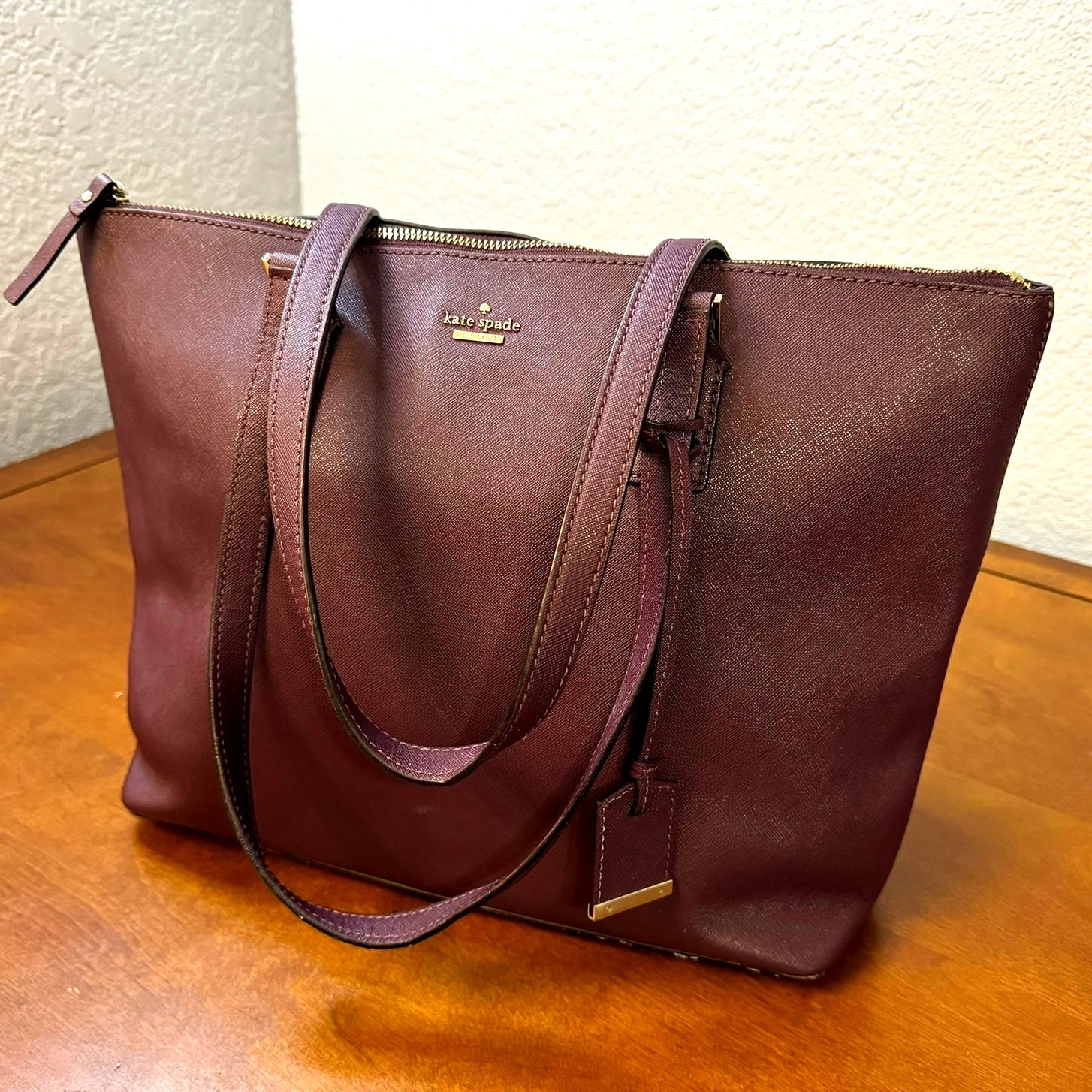 Kate Spade Cameron Street Maroon Saffiano Leather Tote