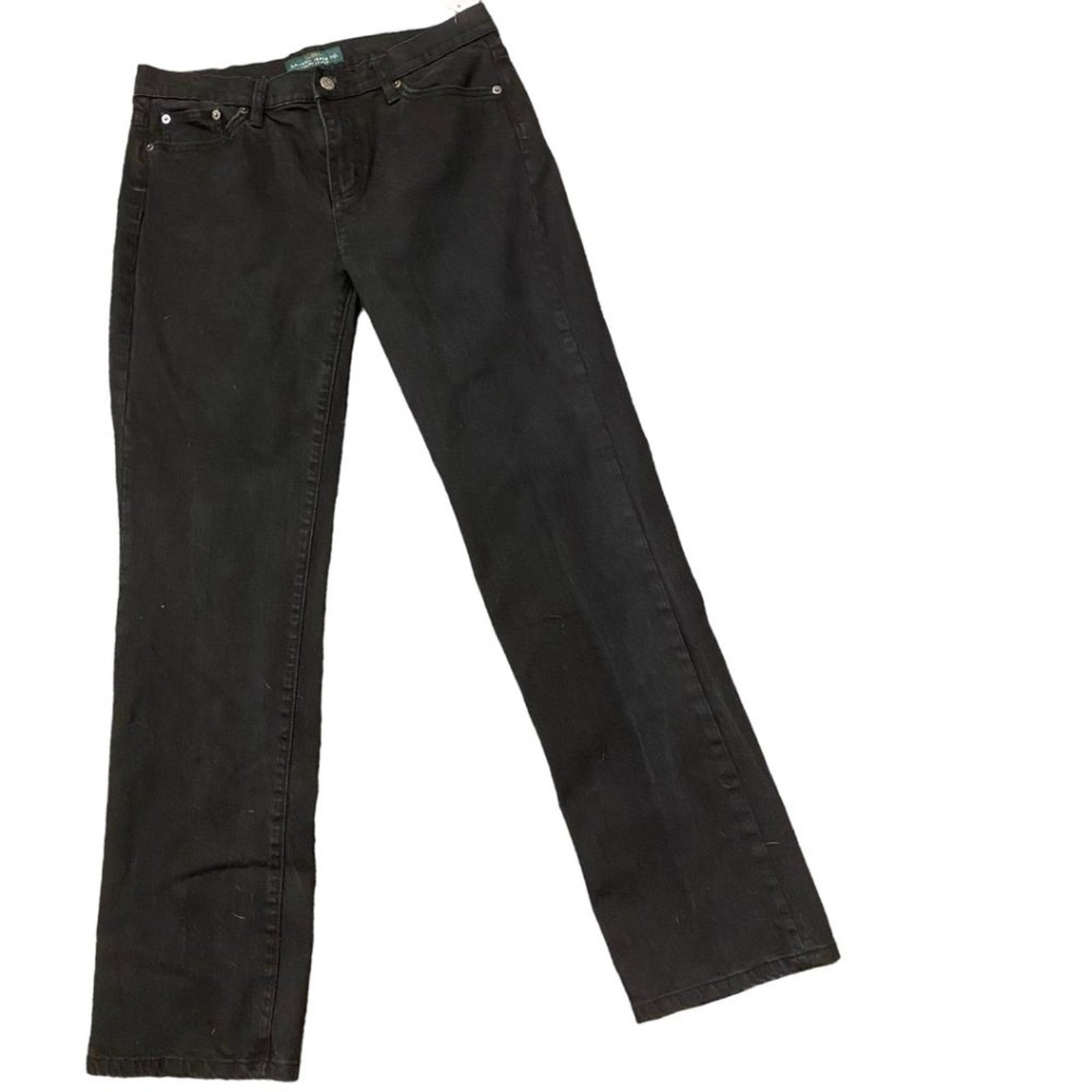 LAUREN RALPH LAUREN black classic straight leg denim - women's 10