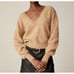J.Crew Brushed cashmere cropped V-neck sweater dark beige preppy 90s sz S