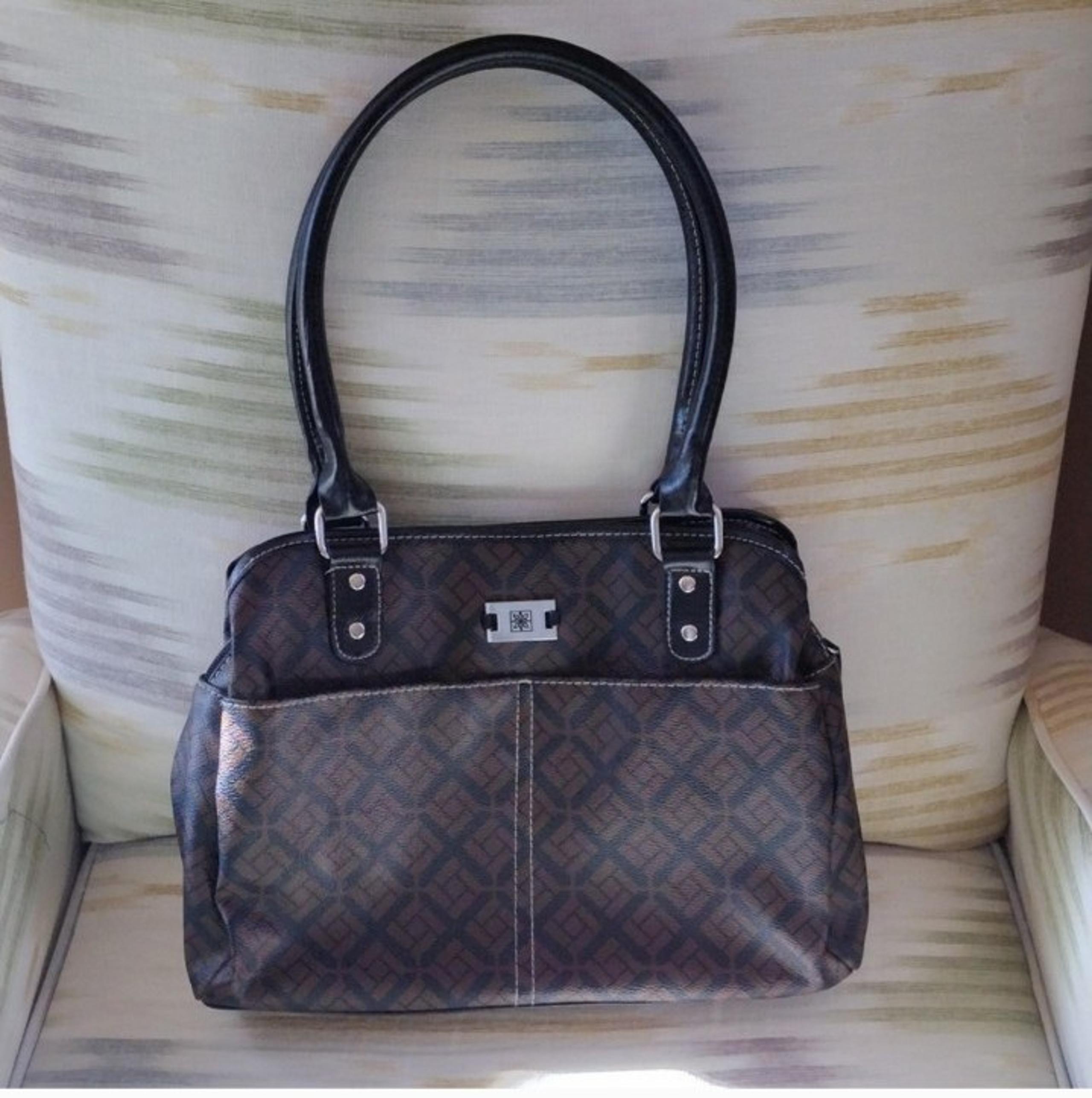 George women's brown/black faux leather handbag