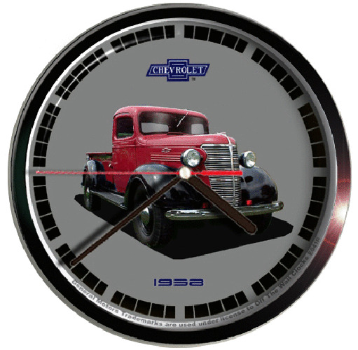GM WALL CLOCK 1938 CHEVY CHEVROLET 1938 RED PICKUP TRUCK E041R