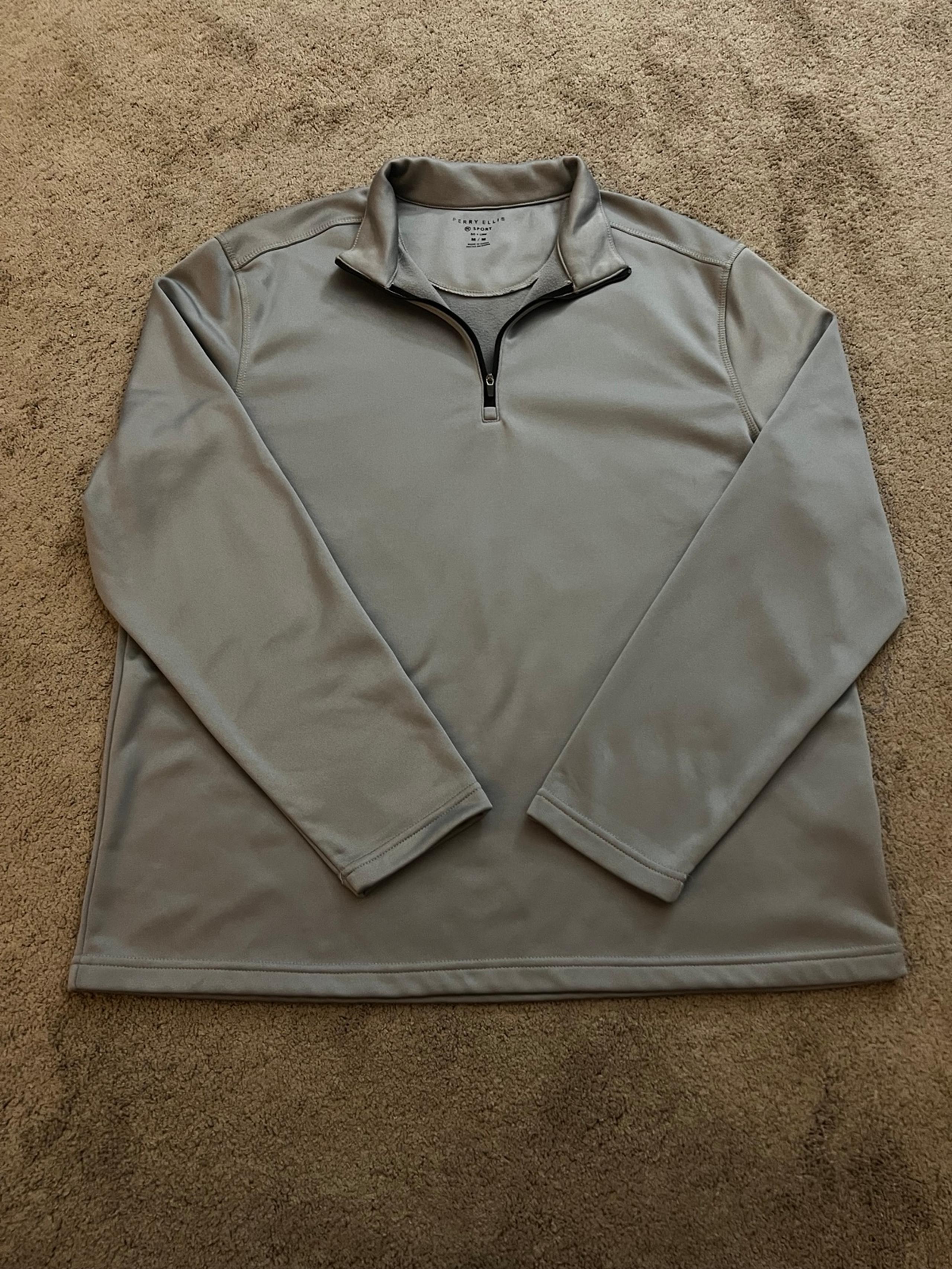 Men Perry Ellis Quarter-Zip Light Grey Medium Sport Pullover