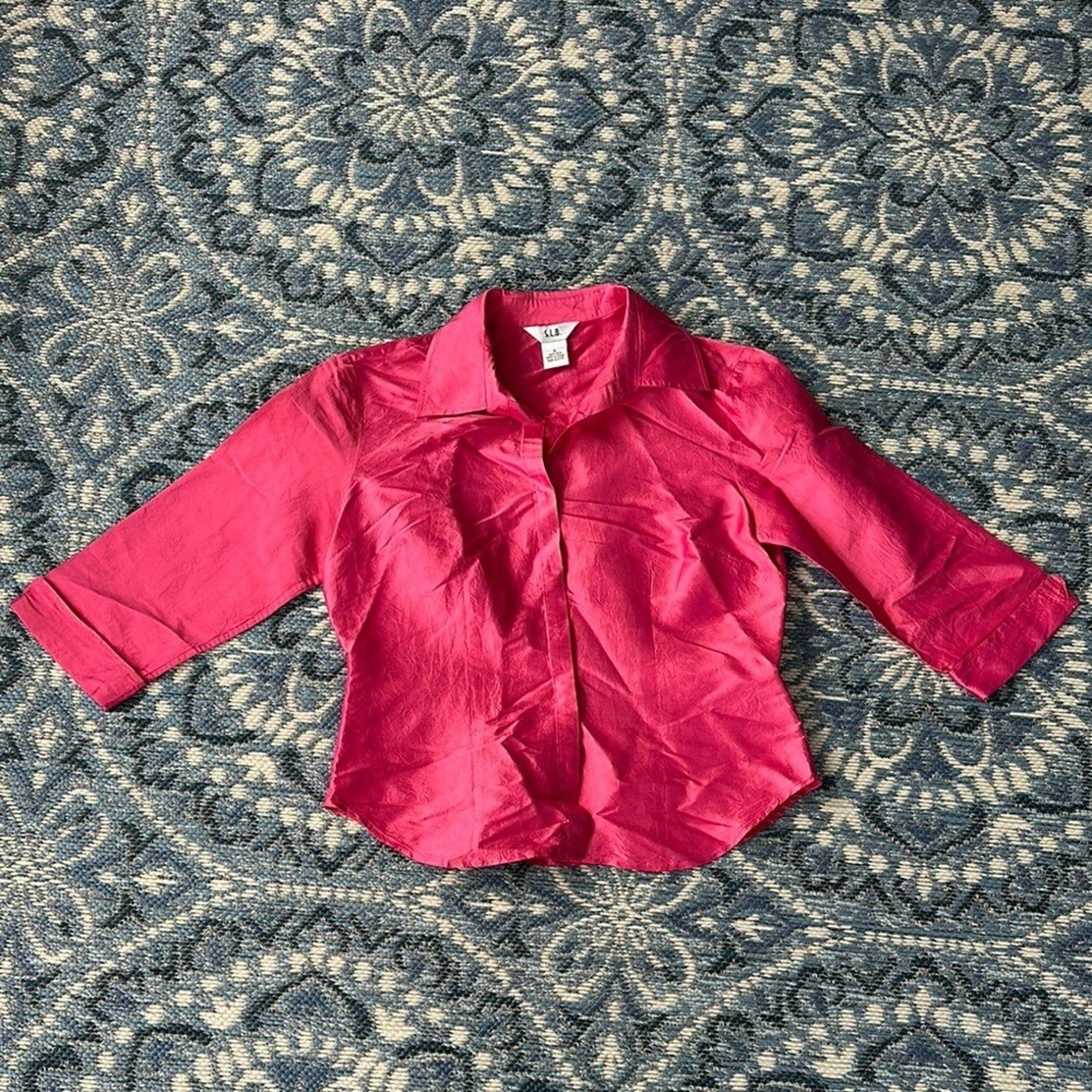 Vintage S.L.B. 100% Silk Pink Business Blouse