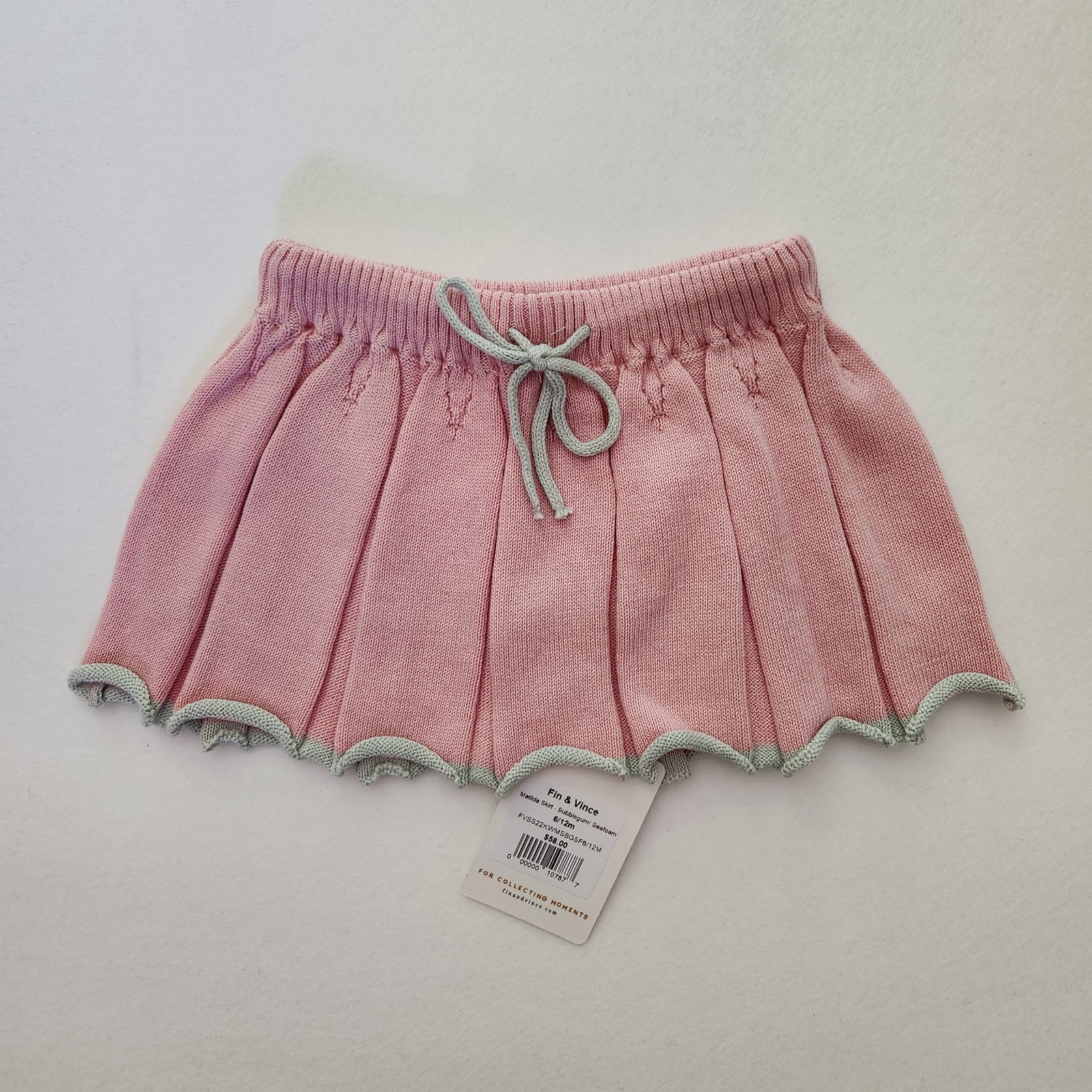 NWT Fin & Vince Matilda Skirt - Bubblegum / Seafoam. Cutest teeny knit skirt in