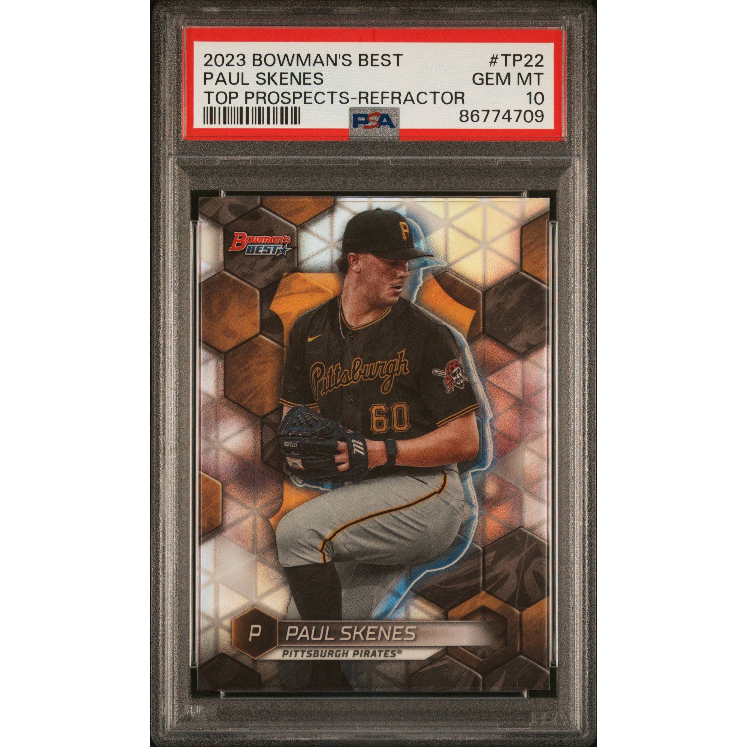 Graded 2023 Topps Bowmans Best Paul Skenes #TP22 Top Prospects Refractor Rookie