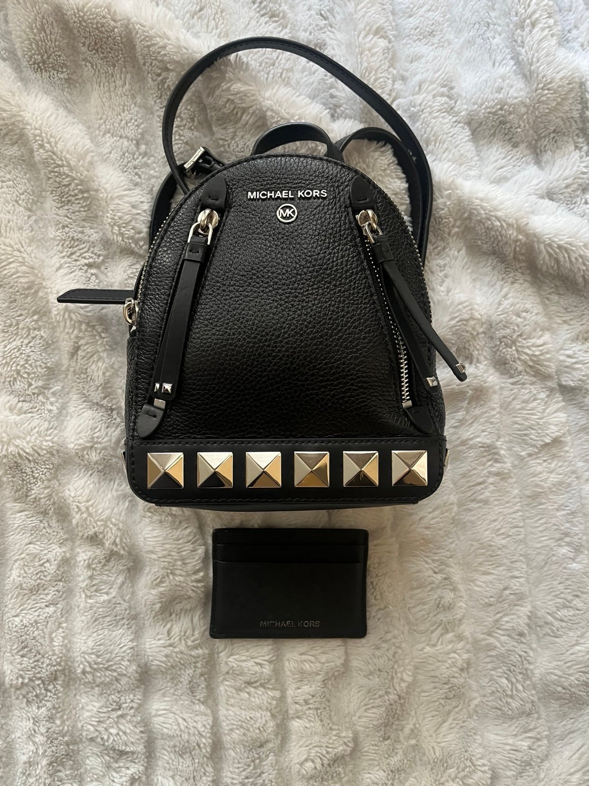 Brooklyn Michael Kors Mini Black Leather Backpack Wallet