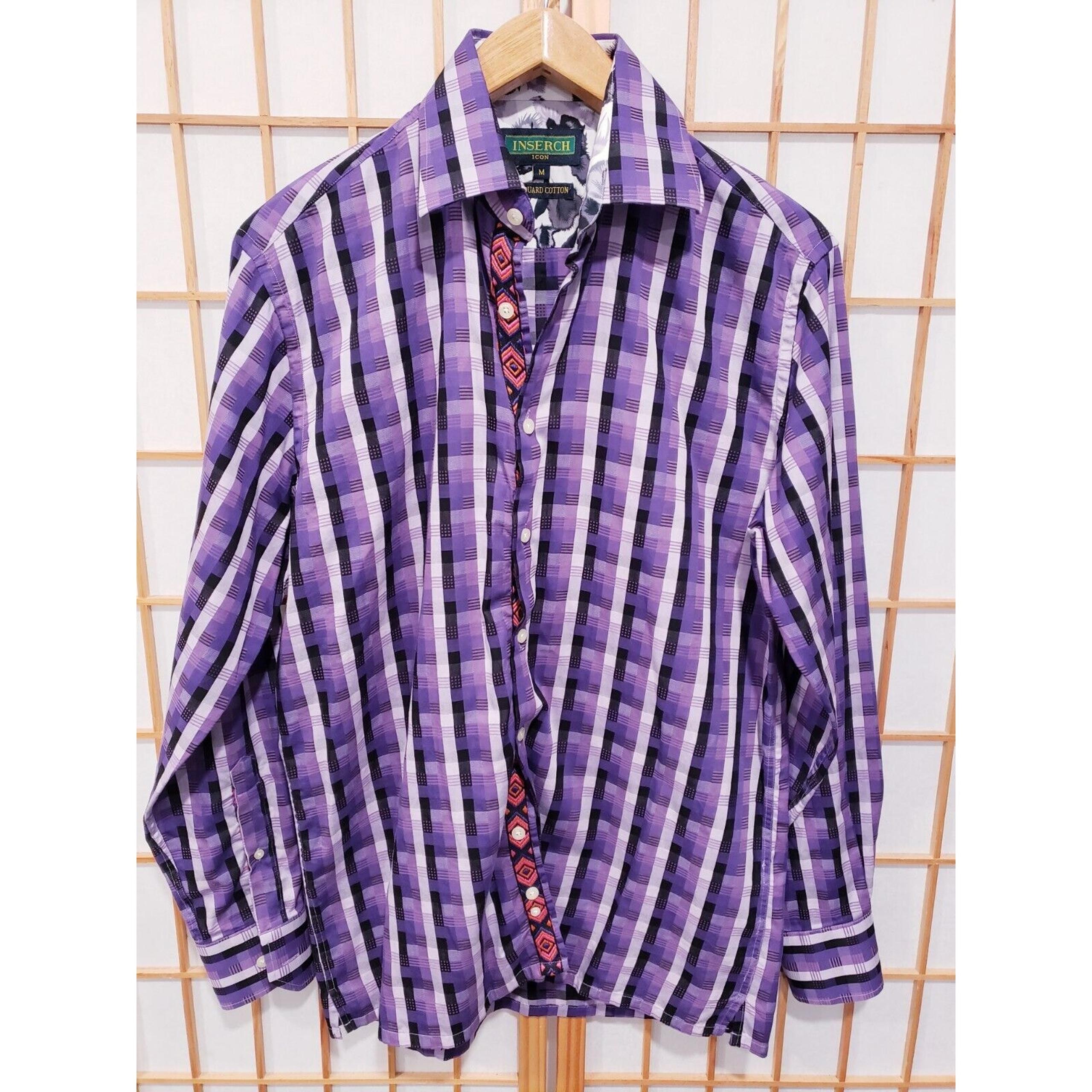 Inserch Jacquard Cotton Vertical Stripes Multicolor Men's Shirt - Size M