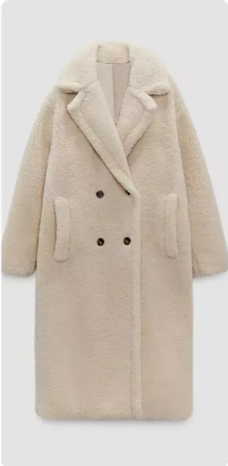 NWT Commense Double Pockets Fleece Coat Off-White