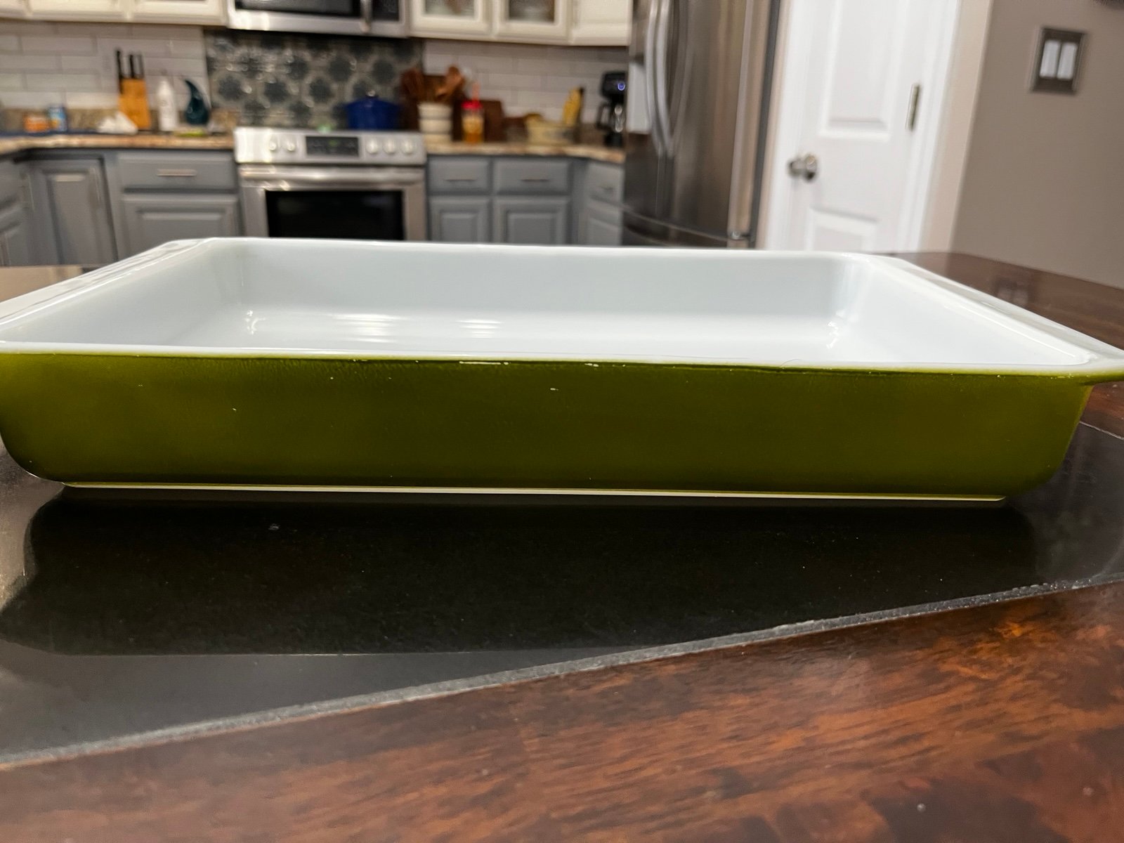 Vintage Pyrex Verde Green Lasagna Pan and Refrigerator Dish