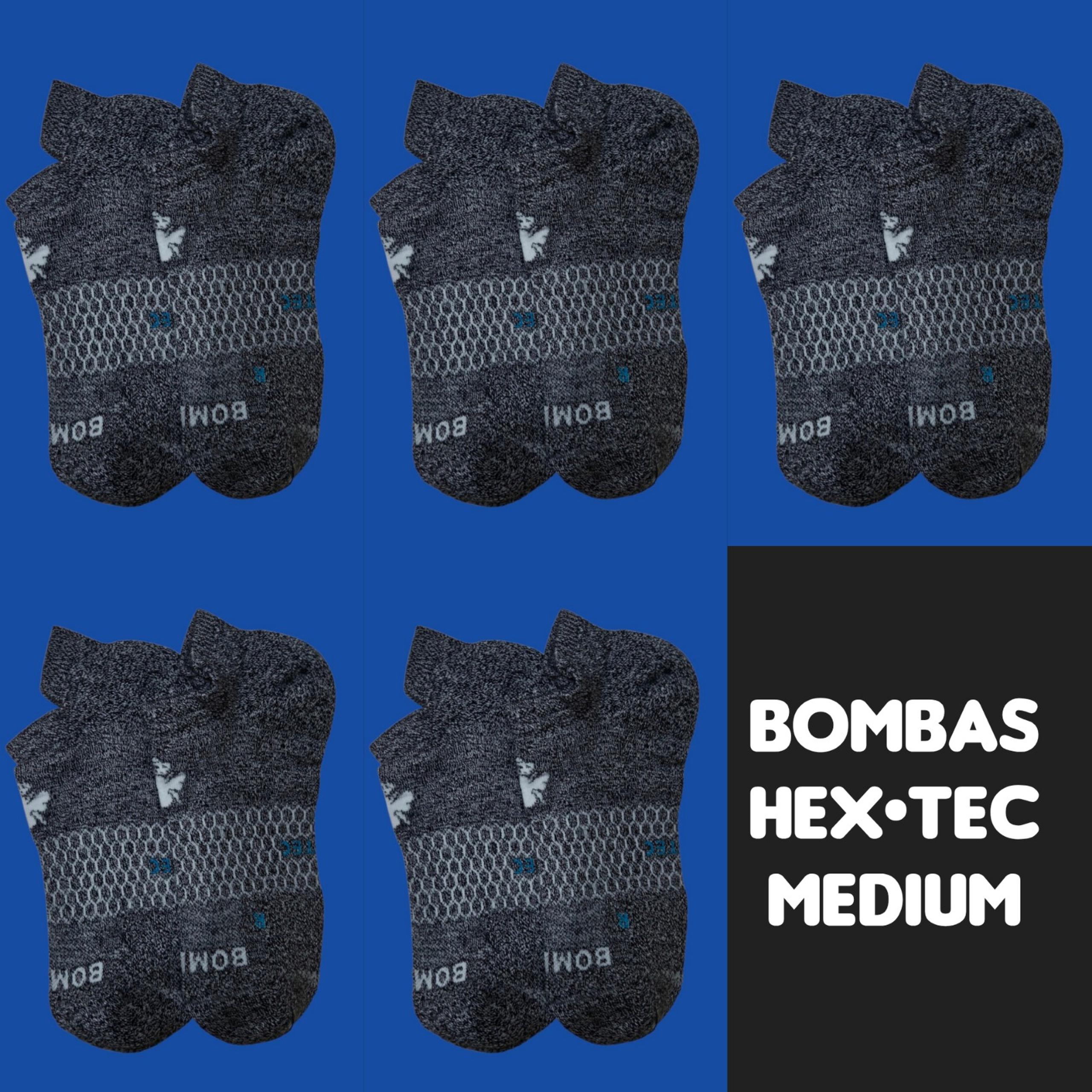 Bombas Grey Athletic Ankle Hex Tec All Purpose Performance Medium 5 Pair BNWT