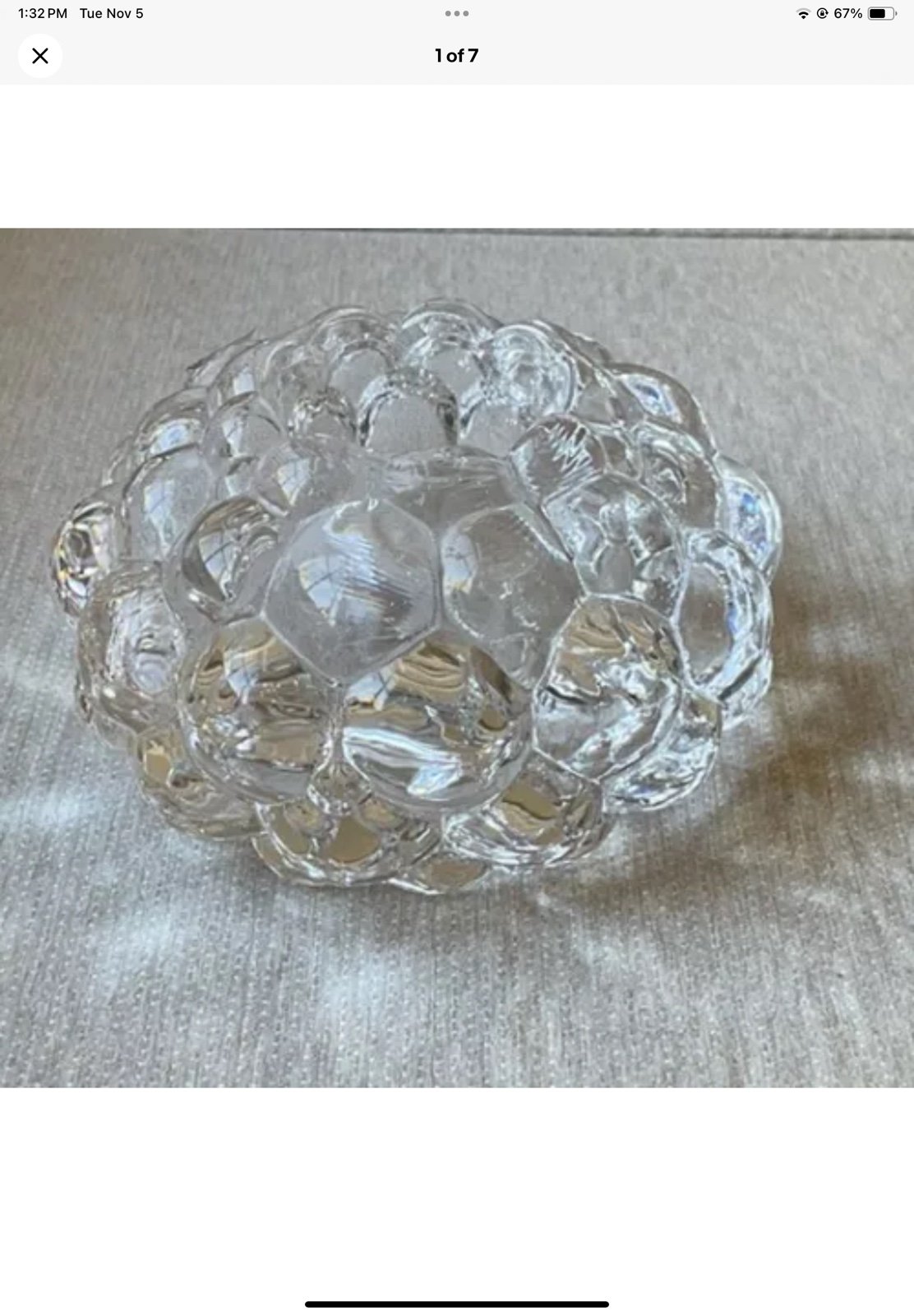 Orrefors Sweden Hallon Raspberry Crystal Votive Candle Holder Bubble Design 4.5