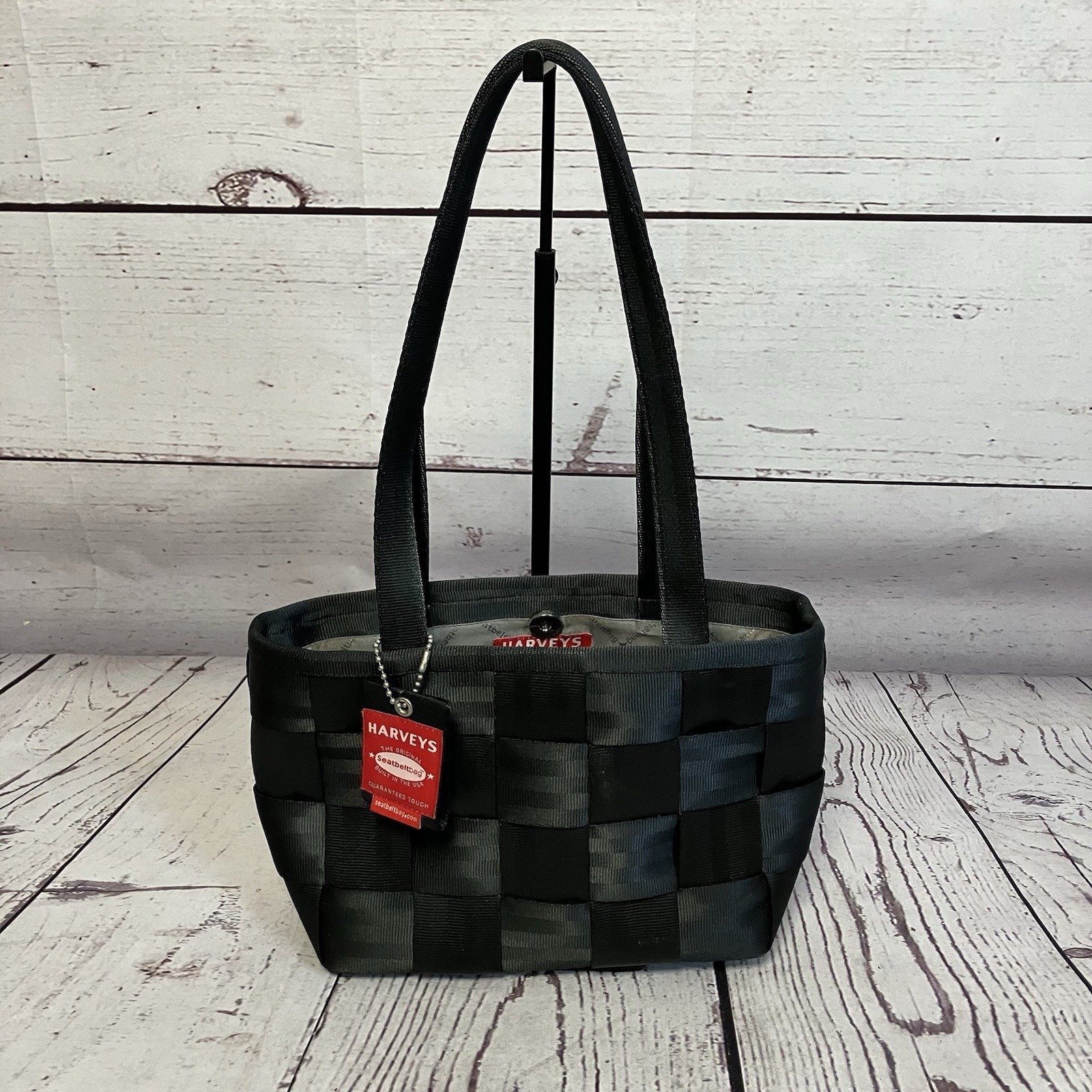 Harveys Original Seatbelt Bag Tote Black Shoulder Purse 14 X9 X4
