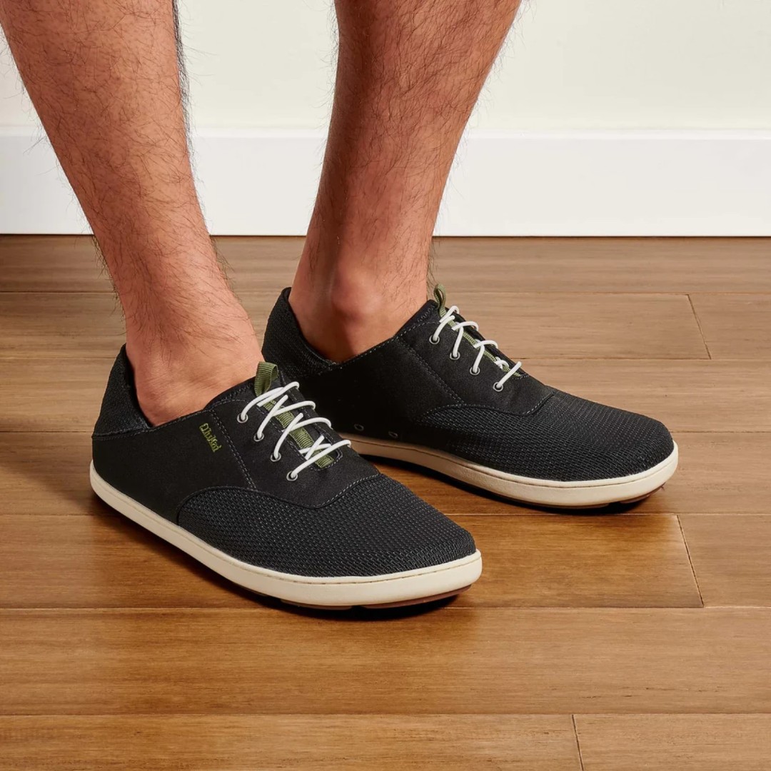 OluKai Nohea Moku Boat Shoes, Black/Green, Size 12