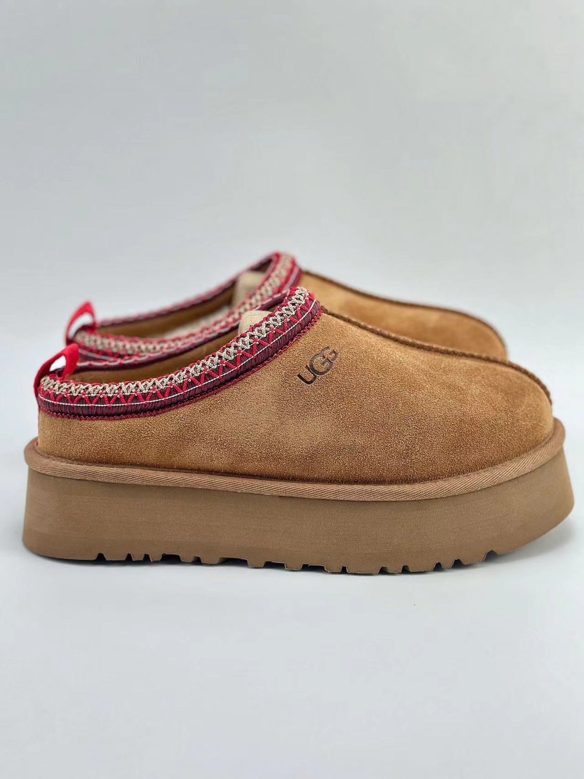 UGG WOMEN TAZZ CHESTNUT SHEARLING LINED SUEDE PLATFORM SHOE Size EUR 40