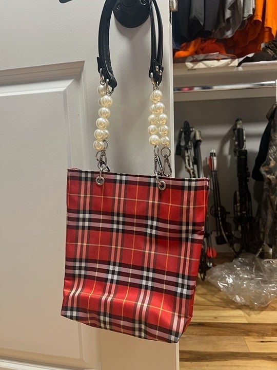 Authentic Burberry Red Nova Check Tote