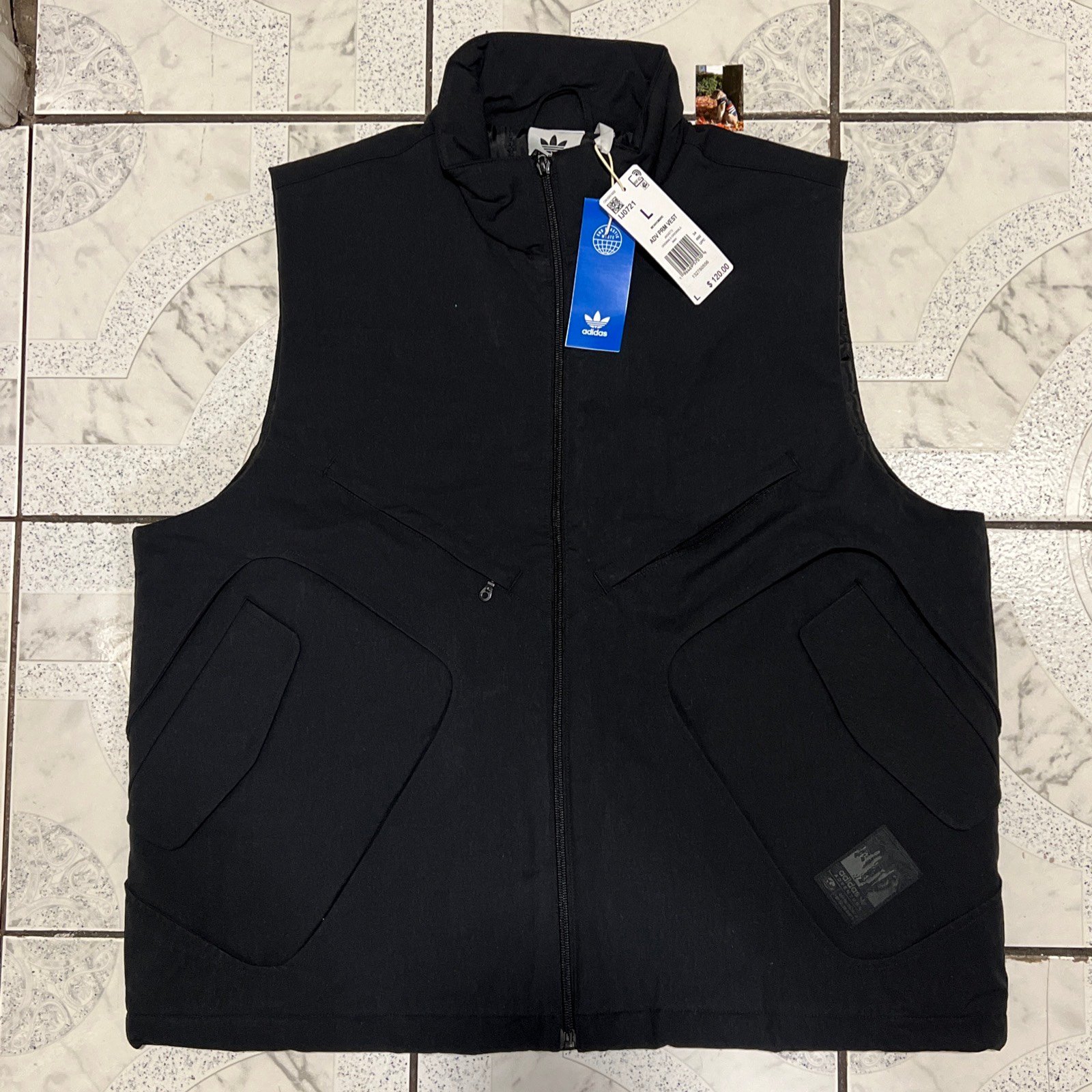 New Adidas Adventure Premium Black Puffer Vest Jacket Men’s Size L IJ0721