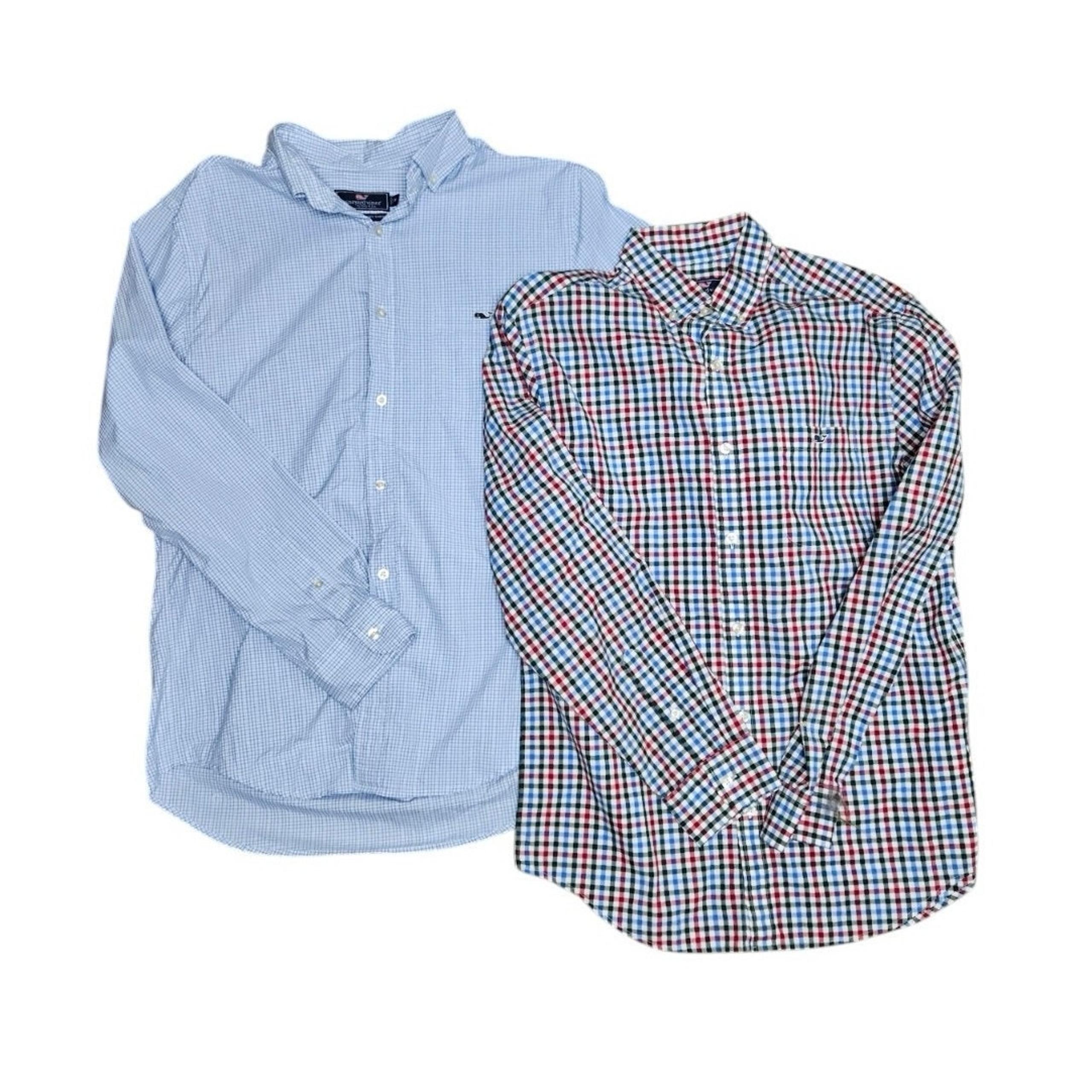 Vineyard Vines Classic Fit Tucker Button Shirts Checkered Print Mens Medium