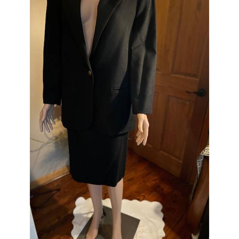 BLOCK ISLAND 100% WOOL LINED BLACK WOMENS SKIRT SUIT SET - SZ 10