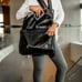 DOUBLE SNAP & LOCK VINTAGE LARGE LEATHER MESSENGER BAG - COAL