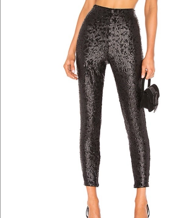 Revolve NBD Brand Black Sequin Vasily Pants Size Small NWT