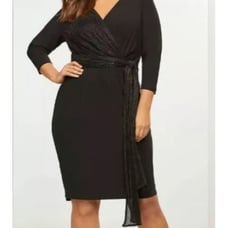 Lane Bryant Black Shimmer Faux Wrap Women's Dress Size 18/20 NWT