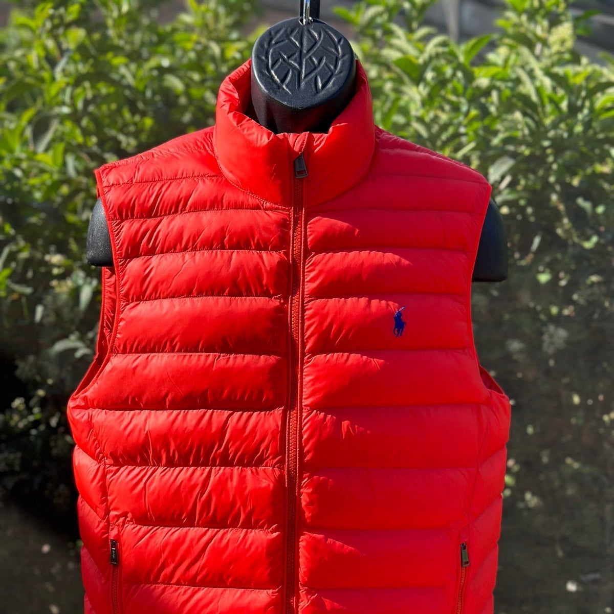 POLO RALPH LAUREN SMALL PONY ORANGE NYLON PACKABLE PUFFER VEST (LARGE)