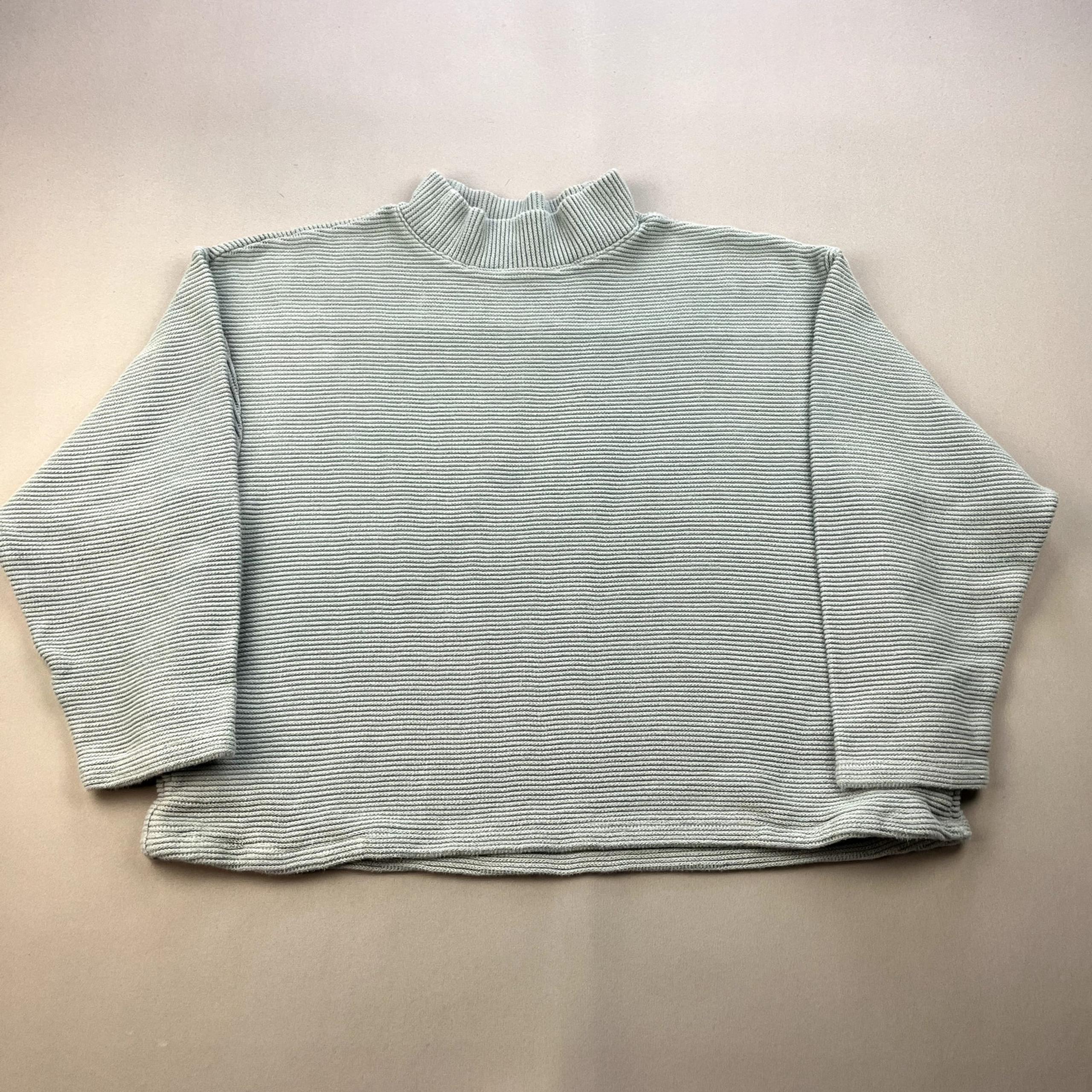Madewell Sweater Womens Large Seafoam Green Cowl Mock Neck Ribbed Boxy Crop Fit