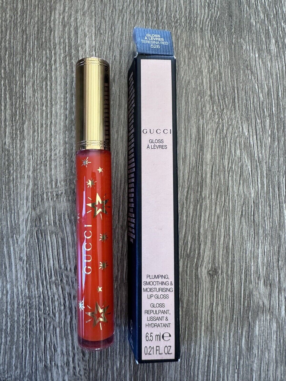 Gucci Plumping, Smoothing & Moisturizing Lip Gloss - 526 TERESINA RED - BNIB