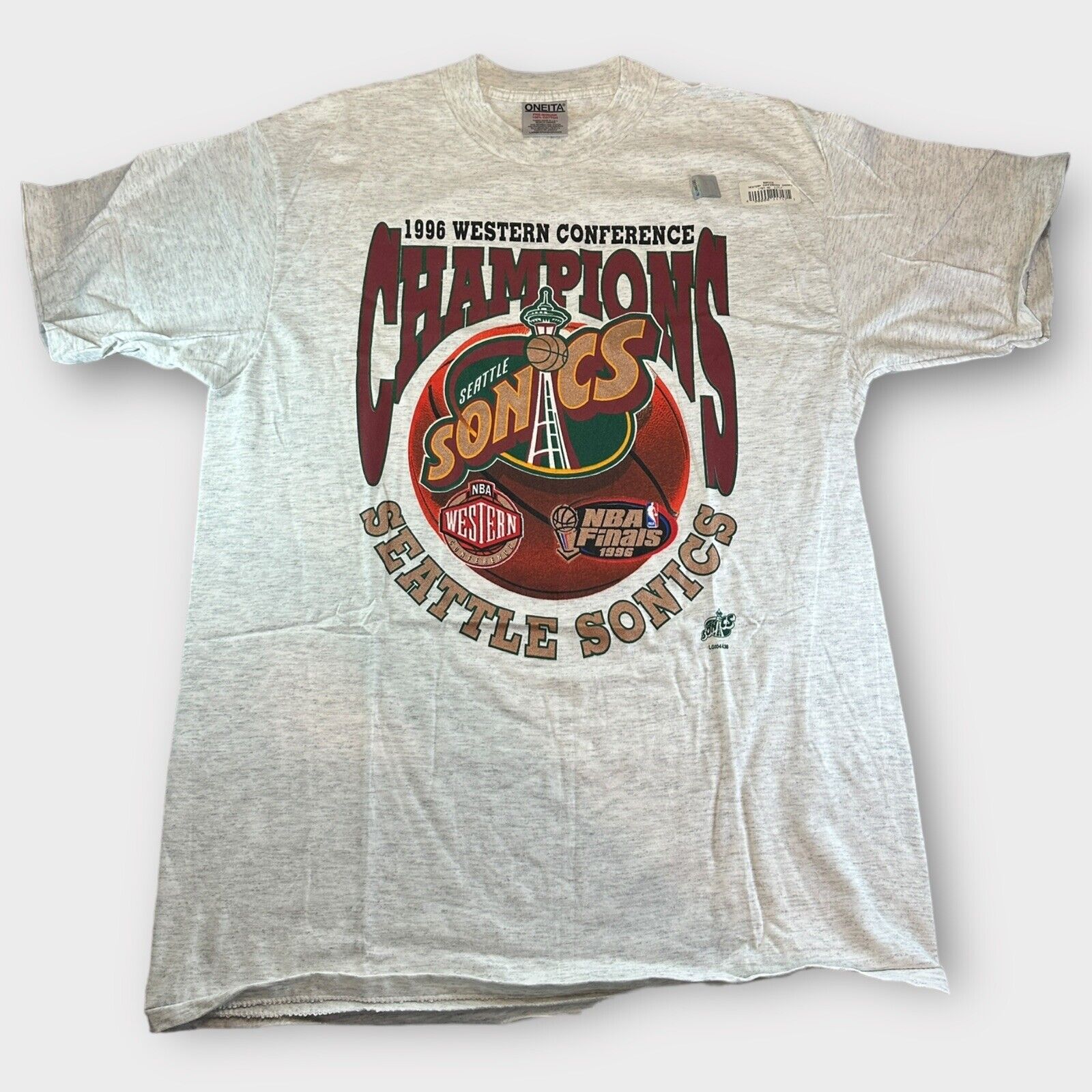 NWT Vintage 1996 Seattle Sonics NBA Western Conference Champs Shirt SIZE L