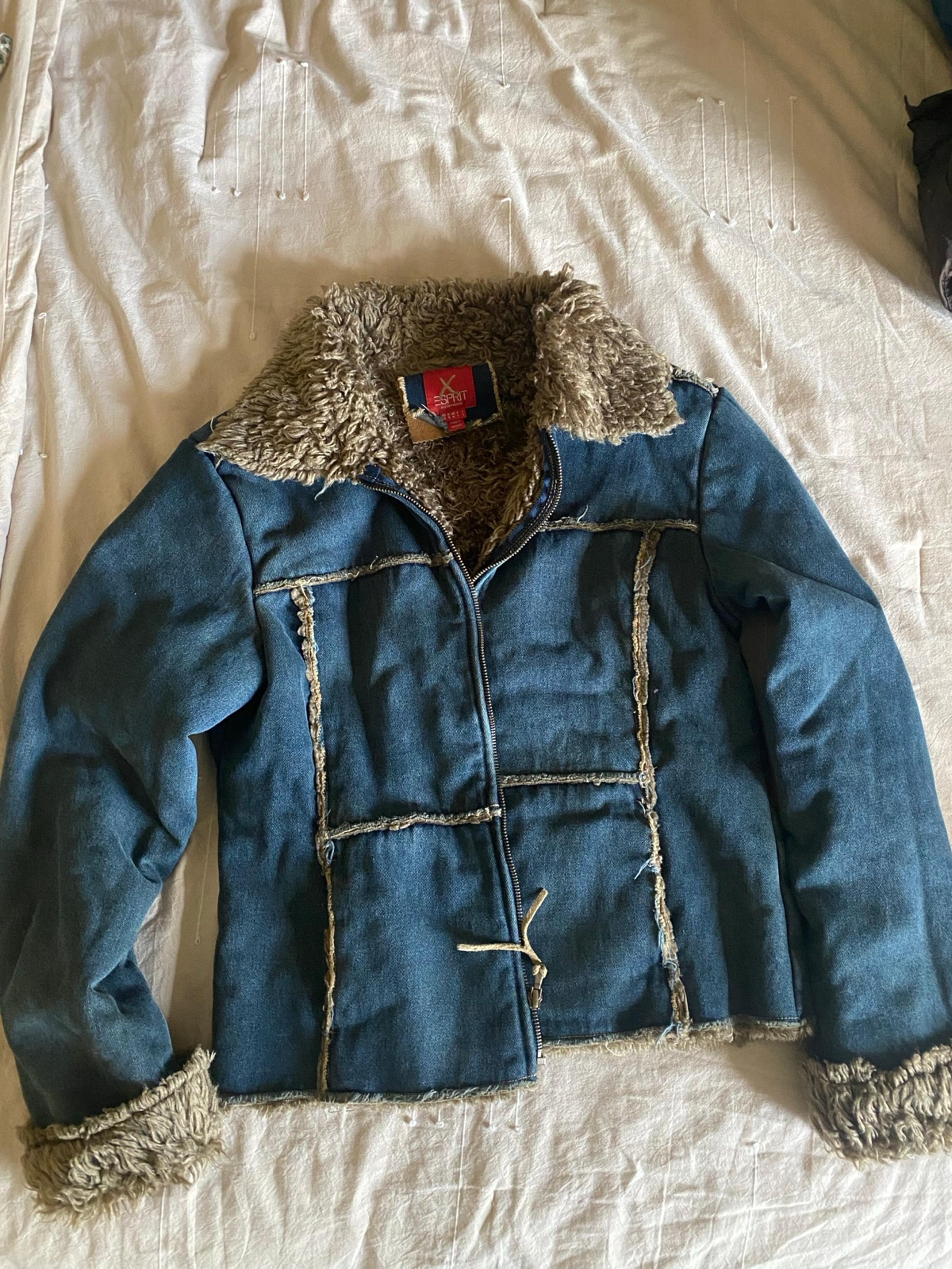 Y2K ESPRIT Faux Fur Denim Jacket